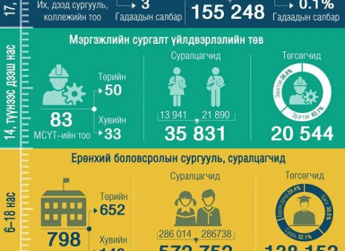 Инфографик: Боловсролын салбарын тоо мэдээлэл 